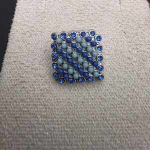 Blue and Silver Square Snap Button (1879)